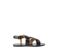 Black Sandalia de piel con doble anilla EU 38.5