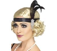 Smiffy's Diadema Charleston Mujer Negro satinado Disfraz Flapper 1920s