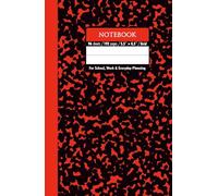 Black & Scarlet Marble Hardcover Notebook - Grid, 192 Pages, 5.5" x 8.5", Premium Matte Finish: Perfect for math, science, engineering, design projects, journaling, and daily productivity