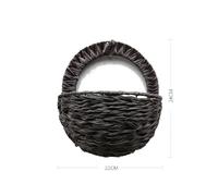 (black)Semicircular Wall Hanging Basket Rattan Wall Hanging Flower Pot Bamboo Basket