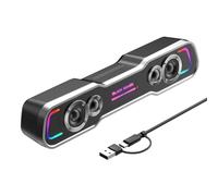Black Shark BS-SP1 - Altavoces Bluetooth para computadora de escritorio, 5 luces coloridas, altavoz de PC para juegos con sonido estéreo, barra de sonido alimentada por USB C/USB para computadora de