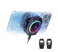 Black Shark Enfriador magnético para teléfono 5 Pro - 18 LED RGB direccionables, agarre desmontable, ventilador de refrigeración termostático controlado por aplicación para iPhone MagSafe/Android/iPad