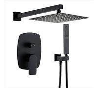 Black Shower System Dual- Functional 10 in Rain Shower Head Square& Handheld Shower Head Concealed Shower Set-10_in