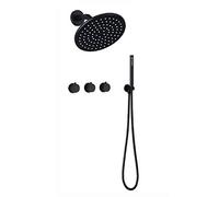 Black Shower System, Shower Faucet Set Brass Shower Combo Set Wall Mounted Modern Rain Mixer Shower with 8 Inch Rainfall Shower Head, Handheld Shower