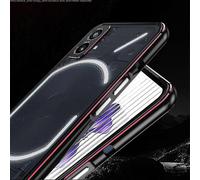 (Black-Silver) Case Compatible Nothing Phone 2, Aluminum Slim Metal Frame Armor With Soft Inner Bumper For Nothing Phone 2 -ys-hy