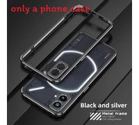 (Black Silver)Funda para teléfono For Nothing Phone2 con marco de metal y protección de lente diseño diario