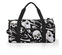 Black Skulls And Bones - Bolsa de gimnasio divertida con compartimento para zapatos, bolsa de viaje para fin de semana, bolsa de yoga