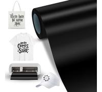 Black Smart Iron On for Cricut Joy Xtra, 24 x 200 cm, lámina para plóter textil Smart Heat Transfer Vinilo Rolls, lámina flexible para plóter textiles para planchar, sin alfombrilla de corte para