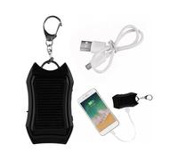 (black) Solar Power Bank Keychain, Solar Phone Charger 1500mAh, Portable Solar Charger Power Bank External Battery Pack with 3 LEDs for Camping