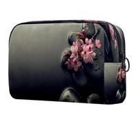 Black Spa Hot Stones - Bolsa de cosméticos para mujer, neceser de viaje, bolsa organizadora de maquillaje grande con cremallera, multicolor, 18.5x7.5x13cm/7.3x3x5.1in, Neceser