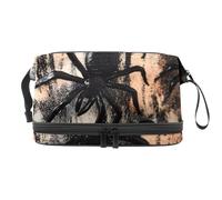 Black Spider - Bolsa de cosméticos de doble capa para mujeres y niñas, neceser de viaje para maquillaje, práctica bolsa organizadora con compartimento para brochas, multicolor, 27x15x14