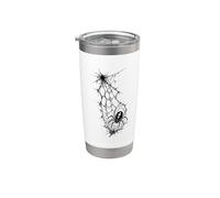 Black Spider Web Gothic Horror Blackwork Tattoo Vaso térmico de acero inoxidable de doble pared