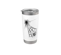 Black Spider Web Gothic Horror Blackwork Tattoo Vaso térmico de acero inoxidable de doble pared