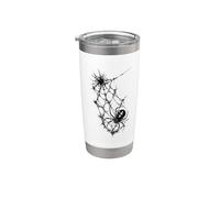 Black Spider Web Gothic Horror Blackwork Tattoo Vaso térmico de acero inoxidable de doble pared