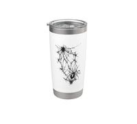 Black Spider Web Gothic Horror Blackwork Tattoo Vaso térmico de acero inoxidable de doble pared