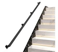 Black Stair il - Barandilla de hierro forjado, barra de soporte de pared para escaleras de interior/exterior, kit completo (tamaño: 270 cm) - Solución de seguridad