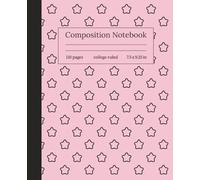 Black Star Luster Composition Notebook: College-Ruled Composition Book - 110 Pages - Pink Background with Bold Black Star Pattern - Perfect for School, Work, or Journaling - 7.5 x 9.25 in