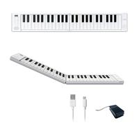 Black Star Piano plegable portátil de 49 Teclas Blanco con batería recargable por USB integrada y MIDI sobre USB., 128 sonidos, 1,01 kg, 39 cm, BA203012