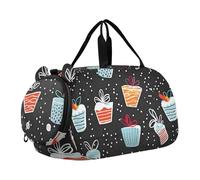 Black Starry Summer Cup Cakes - Bolsa de gimnasio pequeña con compartimento para zapatos, multifuncional, para viajes, natación, baile, ballet