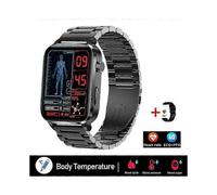 (Black steel) New Smartwatch Blood Sugar Blood Lipids Blood Pressure Body Temperature Health Monitoring Smart Watch For Men Women Clock