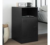 Black Steel Night Stand 34.5x39x62 cm with Storage Shelf - Elegant Bedside Table for Bedroom, Living Room Cold Rolled Steel Construction Easy to Clean - Modern Home Decor