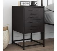 Black Steel Night Stand 36x39x60.5 cm Industrial Design Bedside Table with Storage Space, Sturdy Metal End Table for Living Room Bedroom Study, Easy to Clean Multi-Purpose Furniture