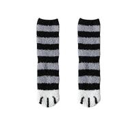 (Black stripe)Plush Winter Funny Cute Style Animal Cat Paw Cartoon Pattern Women Cotton Socks Super Soft For Female House Sleeping Floor Sox