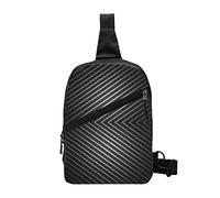 Black Stripe Silver Sling Bag Plegable Pecho Hombro Mochila Fanny Pack Bolsos Cruzados para Hombres Mujeres Viajes Senderismo al Aire Libre