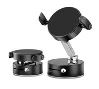(Black) Strong Magnetic Car Phone Holder Mount Vacuum Suction Cup 360 Degree Rotating Folding Phone Holder Lazy Phone Bracket