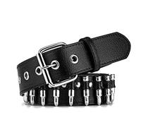 Black Sugar Cinturón unisex con clavos, bolas, gótico Goth Punk Rock, resistente PU negro, pirámides, Pelotas, Talla única
