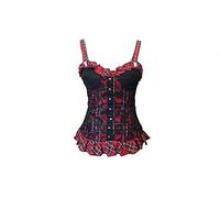 Black Sugar Top encaje escocés azulejo rojo negro punk gótico sin tirantes camiseta camiseta hat jersey de encaje, Negro , medium