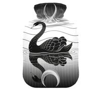 Black Swan Silver - Botella de agua caliente con cubierta suave, bolsas de agua caliente de 1 litro para aliviar el dolor de cuello y hombros