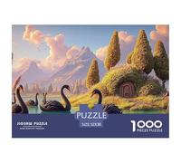Black Swans Swimming in The Lake 1000 Pcs Cartón Rompecabezas Swan Lover Liberador De Estrés Juego Familiar Puzzle para Adultos Y Niños 52x38cm/1000pcs
