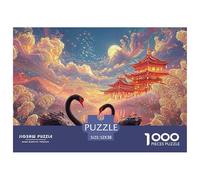 Black Swans Swimming in The Lake 1000 Pièces Rompecabezas Romantic Swan Couple Desafiante Único para Adultos Jouets De Défi Familial 52x38cm/1000pcs