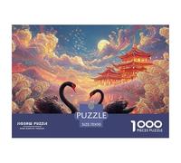 Black Swans Swimming in The Lake 1000 Piezas Corte Preciso Rompecabezas Romantic Swan Couple Divertido Jigsaw Regalo Amigos 70x50cm/1000pcs