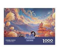 Black Swans Swimming in The Lake 1000 Piezas Corte Preciso Rompecabezas Romantic Swan Couple Familia Jigsaw Educativo Adultos 52x38cm/1000pcs