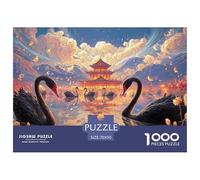 Black Swans Swimming in The Lake 1000 Piezas Corte Preciso Rompecabezas Surreal Clouds Divertido Jigsaw Regalo Amigos 70x50cm/1000pcs