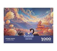 Black Swans Swimming in The Lake 1000 Pzas Papel Premium Rompecabezas Romantic Swan Couple Alivio Estrés Jigsaw Regalo Amigos 70x50cm/1000pcs