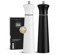 Black Sweden Home Sal y Pimienta Set - Saleros de Cocina - Molinillo Pimienta y Salero Negro y Blanco - Diseño Elegante Madera - Molinillo de Pimienta Cerámico - Grinder de Especias