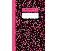 Black & Sweet Magenta Marble School Notebook - Grid, 96 Pages, 5.5" x 8.5", Soft Matte Cover: For schoolwork, math, science, creative projects, and daily planning