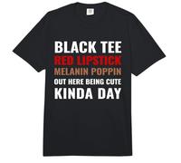 Black tee Red Lipstick Melanin Poppin, Black History - Mujer Comfort Colors Adult Heavyweight T-Shirt