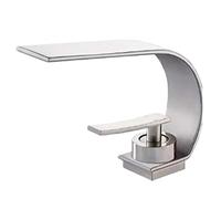 Black Thin Style Bathroom Sink Faucet Modern Mixer Hot Cold Water Tap Waterfall Deck Mounted Vessel Sink Faucet(White Chrome A)