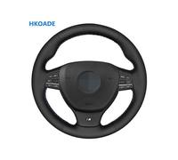 (Black Thread)DIY Black Artificial Leather Hand-stitched Car Steering Wheel Cover for BMW M Sport F10 F11 (Touring) F07 F12 F13 F06 F01 F02 M5