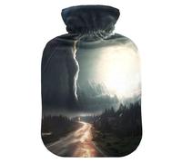Black Tornado - Botella de agua caliente con funda de forro polar suave, bolsa de agua caliente para aliviar el dolor de cuello y hombros, terapias, calor y frío, talla S