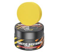 Black Trim Restorer, 50g Protective Coating with Sponge, Automotive Detailing Accessory, Long Lasting Shine Formula, Suitable for Car Interior Exterior Tire Headlight Engine Wheel Window Dash
