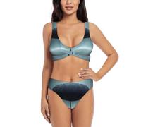 Black Umbrella in the Rain - Conjunto de bikini cruzado para mujer, traje de baño de dos piezas con almohadillas extraíbles, triángulo ajustable, Negro, S