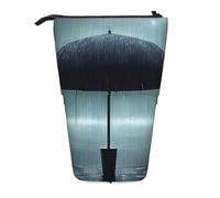 Black Umbrella in The Rain - Estuche extensible para lápices, tela Oxford multidiseño, altura ajustable, bolsa de cosméticos multiusos