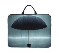 Black Umbrella in the Rain - Funda para portátil de 14 pulgadas, estampado completo, tela Oxford, protección de algodón perla gruesa, correa de transporte clásica