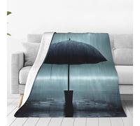 Black Umbrella in The Rain - Manta de franela ultrasuave para el hogar, manta de siesta, tapete de picnic para camping, 50 x 40 pulgadas