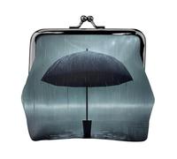 Black Umbrella in The Rain - Monedero pequeño para mujer, rectangular, con cierre de beso, tamaño de bolsillo, mini monedero para mujer